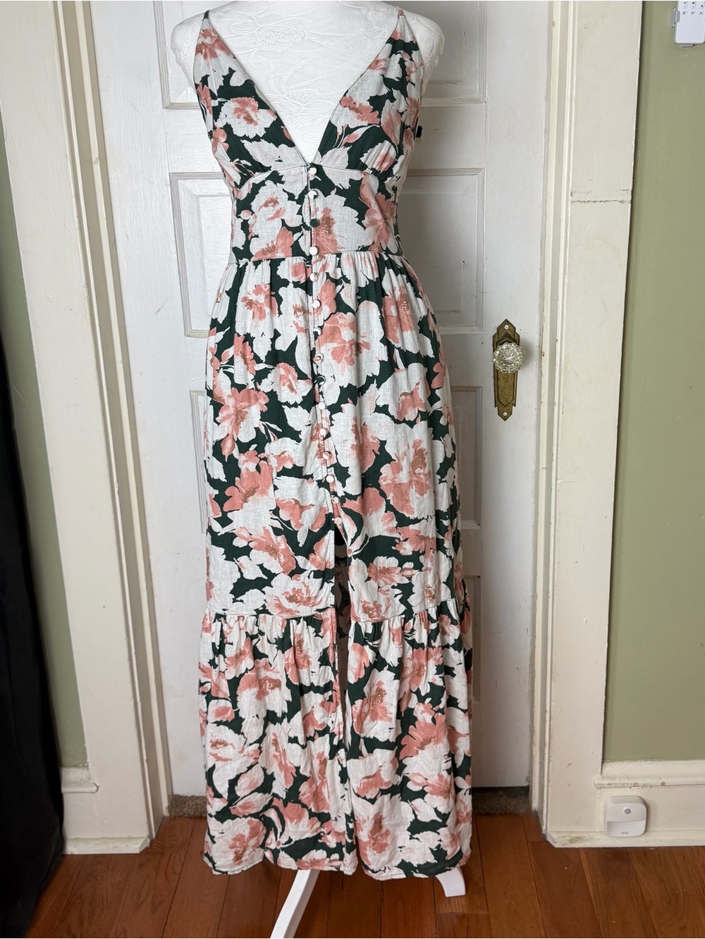 Abercrombie & Fitch Linen Blend Floral Maxi Dress